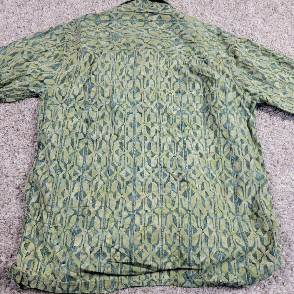 Johari West Hawaiian Shirt Mens Large Green Geometric Button Up Short Sleeve - Picture 7 of 9